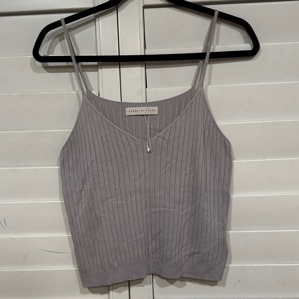 Elegant Gray Ribbed Camisole